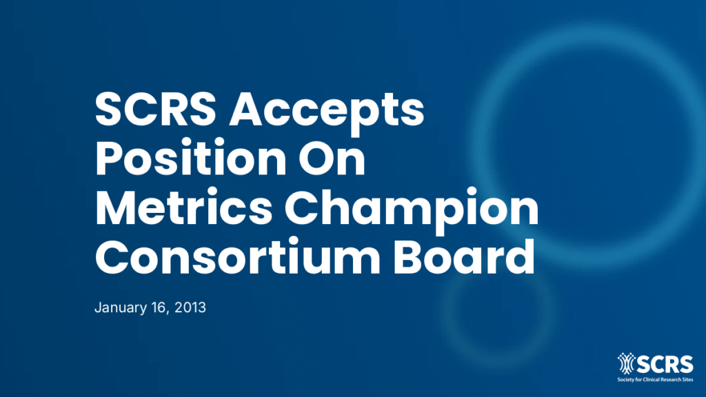SCRS Accepts Position On Metrics Champion Consortium Board