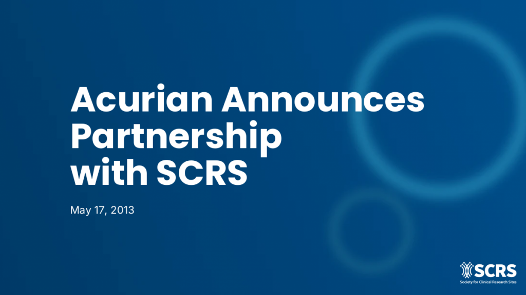 Acurian Announces Partnership with SCRS