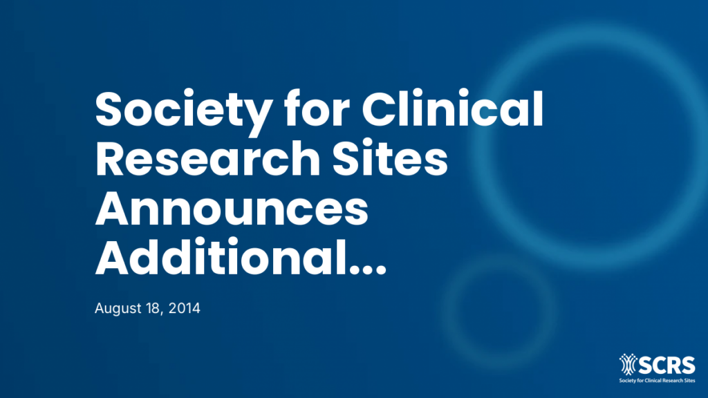 Society for Clinical Research Sites Announces Additional  Commitment from INC Research for Global Site Engagement Initiatives