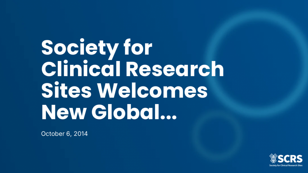 Society for Clinical Research Sites Welcomes New Global Impact Partner