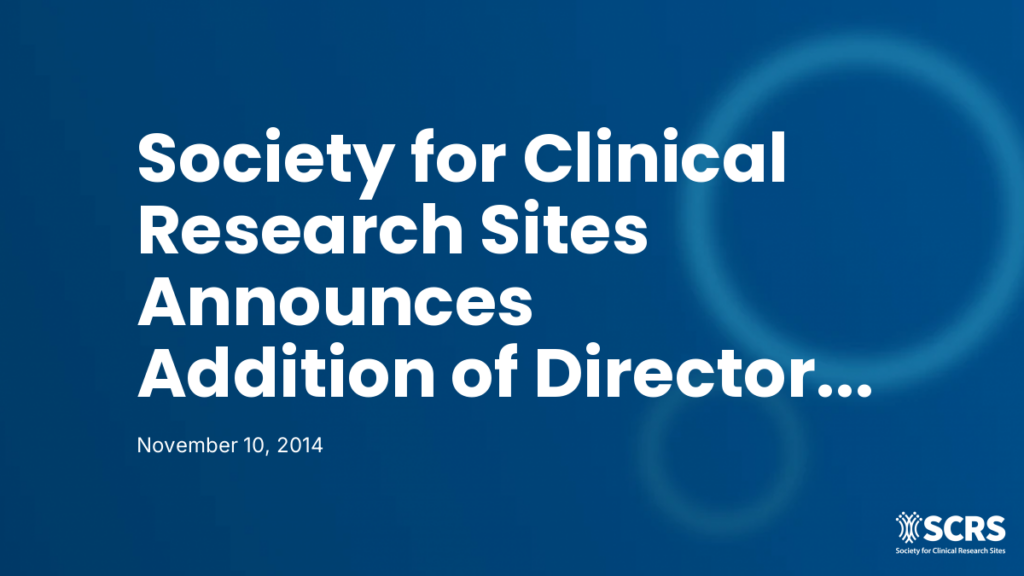 Society for Clinical Research Sites Announces Addition of Director of Education & Knowledge Management