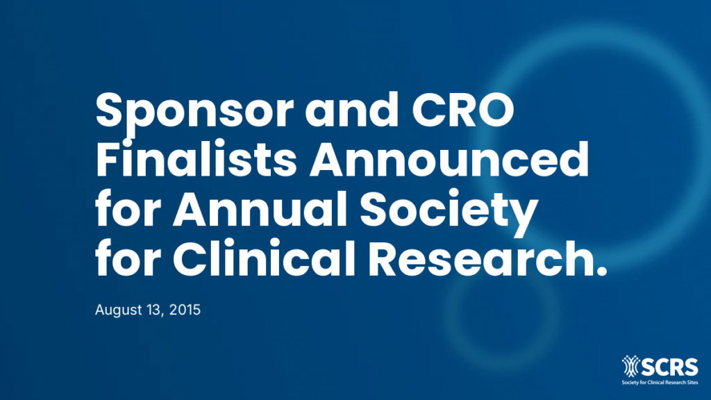 Sponsor and CRO Finalists Announced for Annual Society for Clinical Research Sites’ Eagle Award