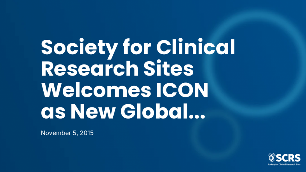Society for Clinical Research Sites Welcomes ICON as New Global Impact Partner