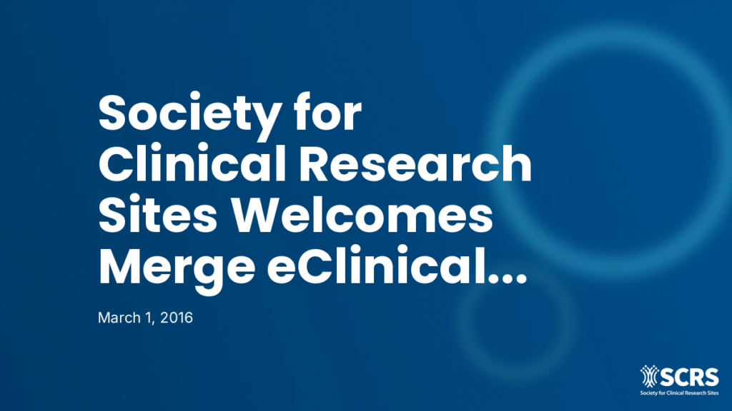Society for Clinical Research Sites Welcomes Merge eClinical as a New Site Engagement Partner
