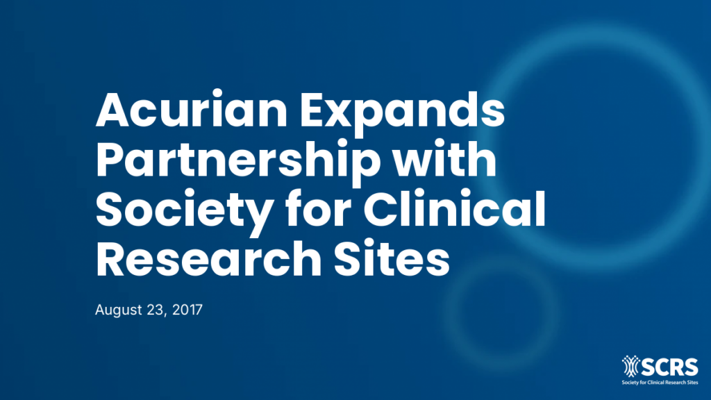 Acurian Expands Partnership with Society for Clinical Research Sites