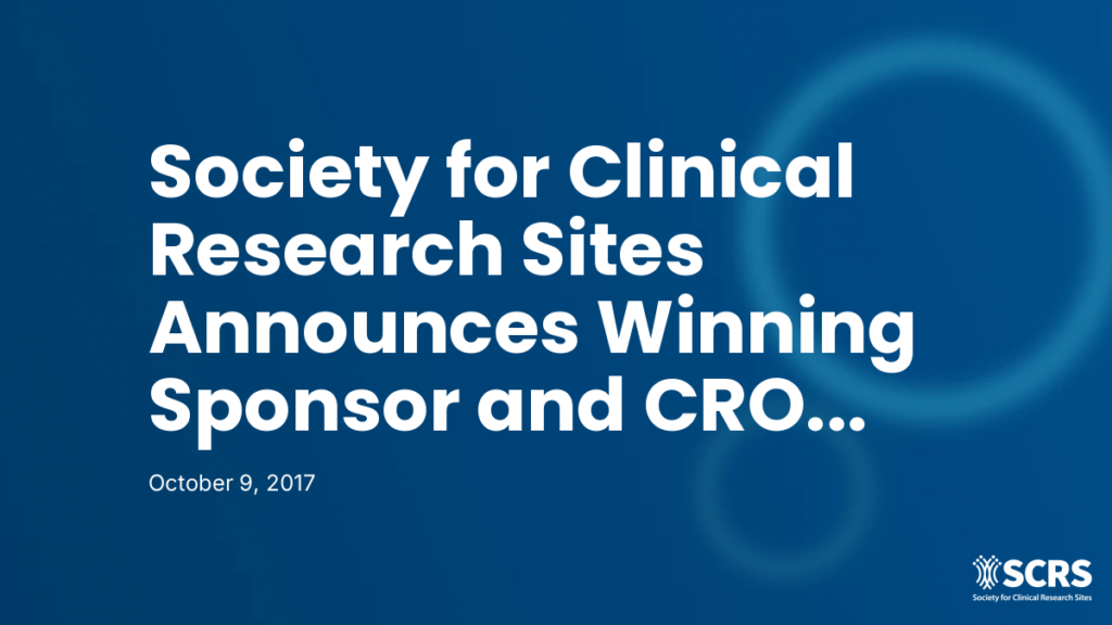 Society for Clinical Research Sites Announces Winning Sponsor and CRO of 2017 Eagle Award – Eli Lilly and Company and INC Research/inVentiv Health