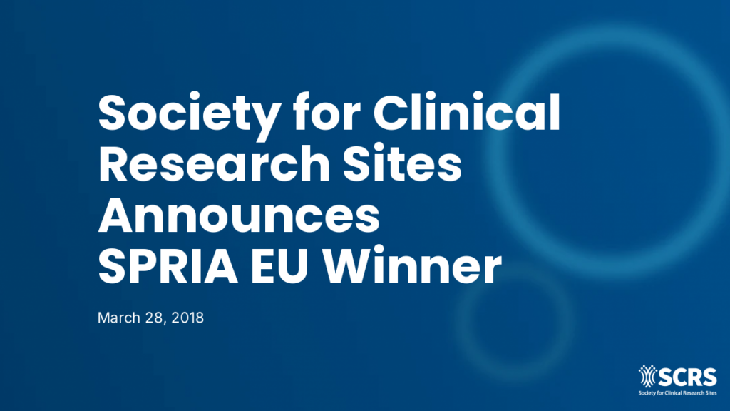 Society for Clinical Research Sites Announces SPRIA EU Winner