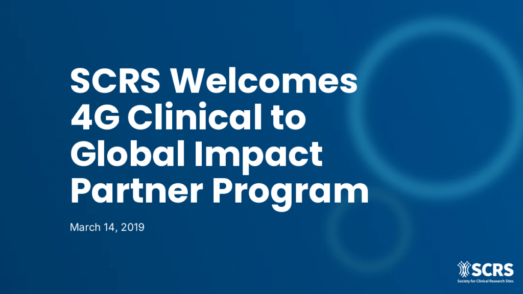 SCRS Welcomes 4G Clinical to Global Impact Partner Program