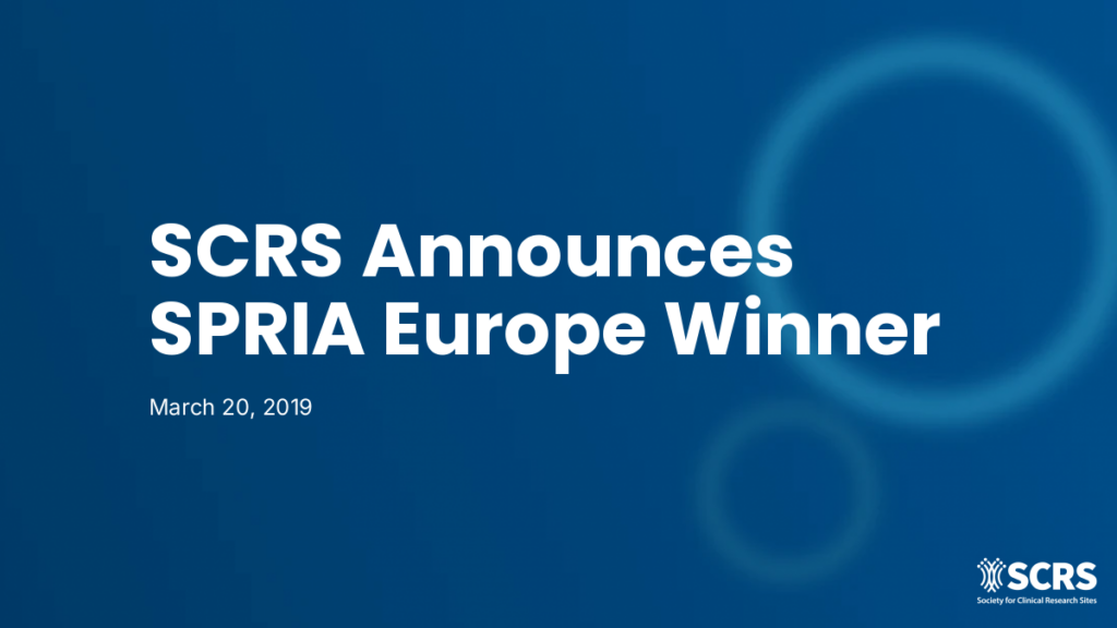 SCRS Announces SPRIA Europe Winner