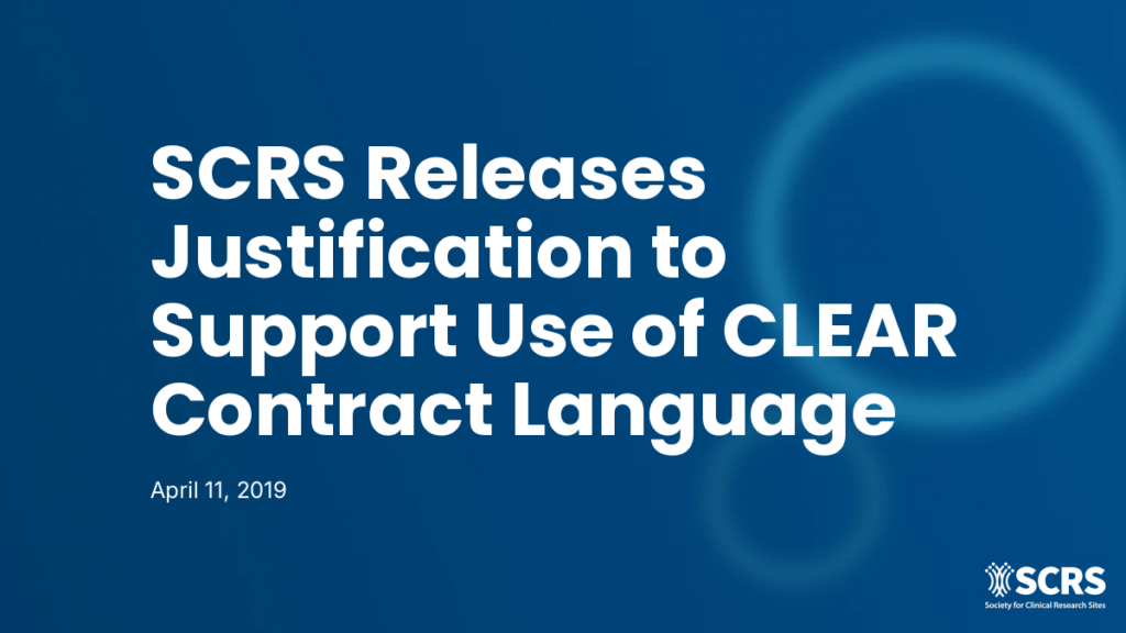 SCRS Releases Justification to Support Use of CLEAR Contract Language