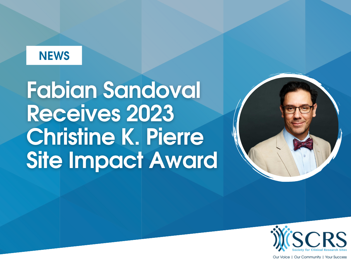 Dr. Fabian Sandoval Receives 2023 SCRS Christine K. Pierre Site